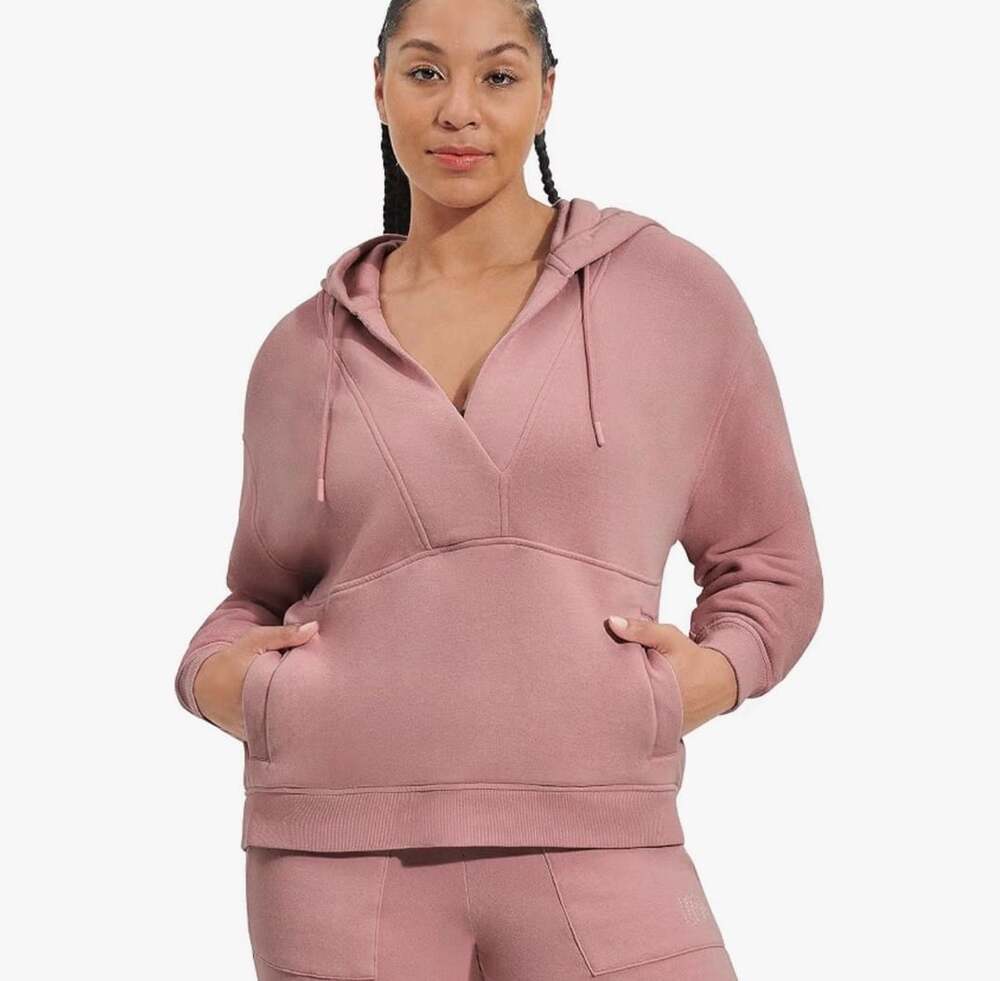 UGG Adryann Hoodie Size M Pink Fleece Pullover Sweatshirt